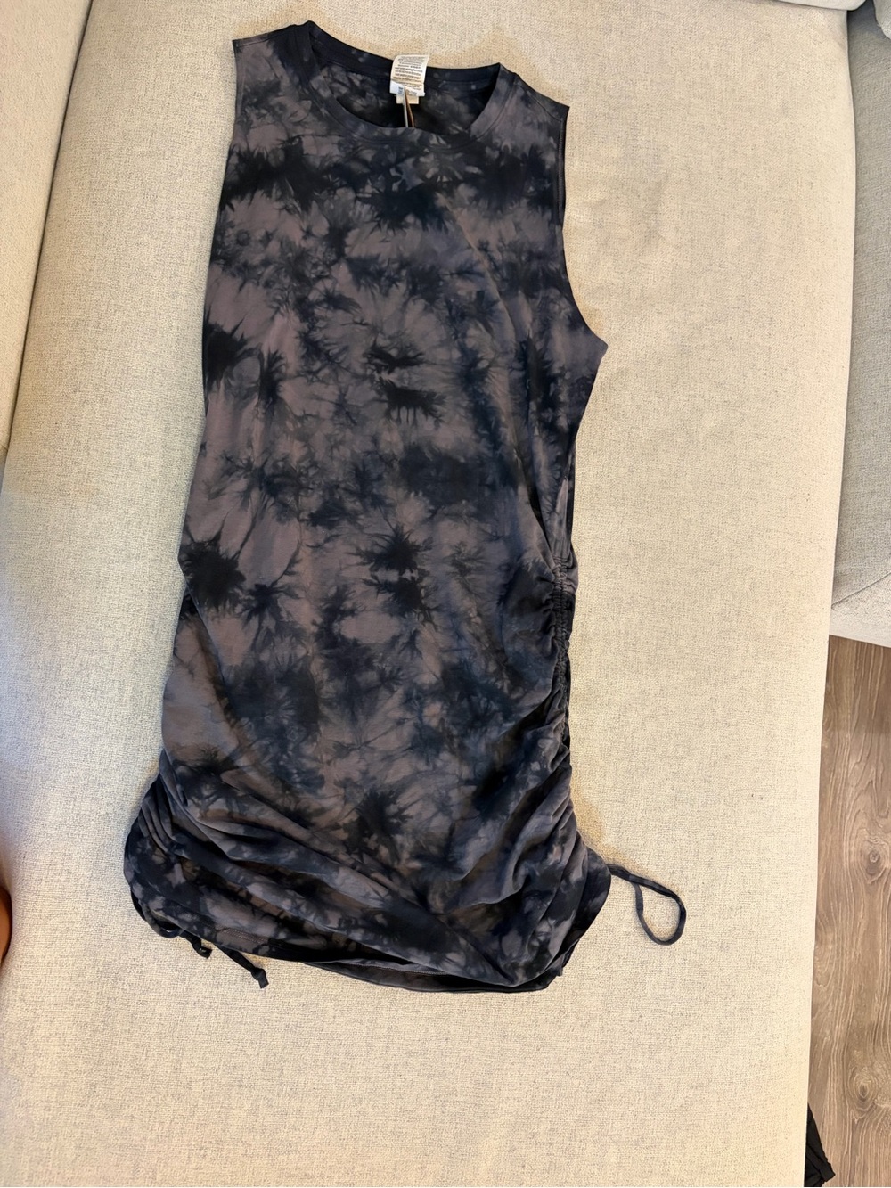 PINK Victoria’s Secret Black Tie Dye Ruched Side Mini Dress L NWT